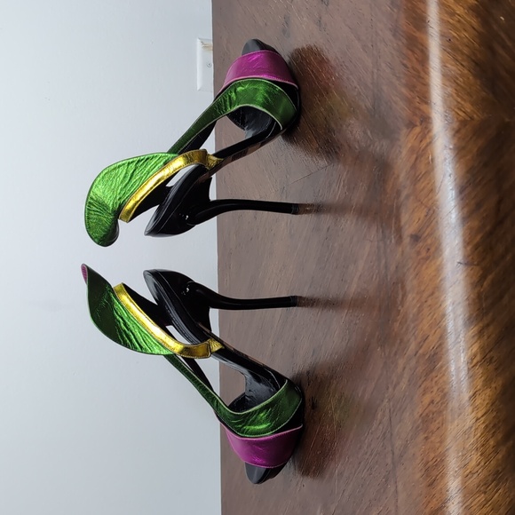 Georgina Goodman Size 36½ Metallic Strappy Unique Statement Stiletto Heels - Picture 4 of 5